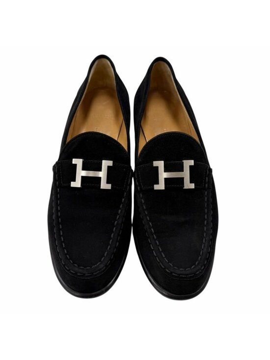 Hermes Vintage Constance Silver Hhardware Suede Leather Loafer